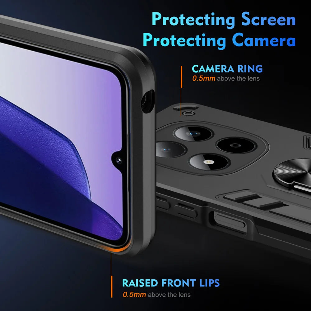 WANLONFENG for Xiaomi Redmi Note 15 Pro 5G (Global) YS Series Case Kicktand Shockproof PC TPU Phone Cover with 2Pcs Tempered Glass Film - Black - 4