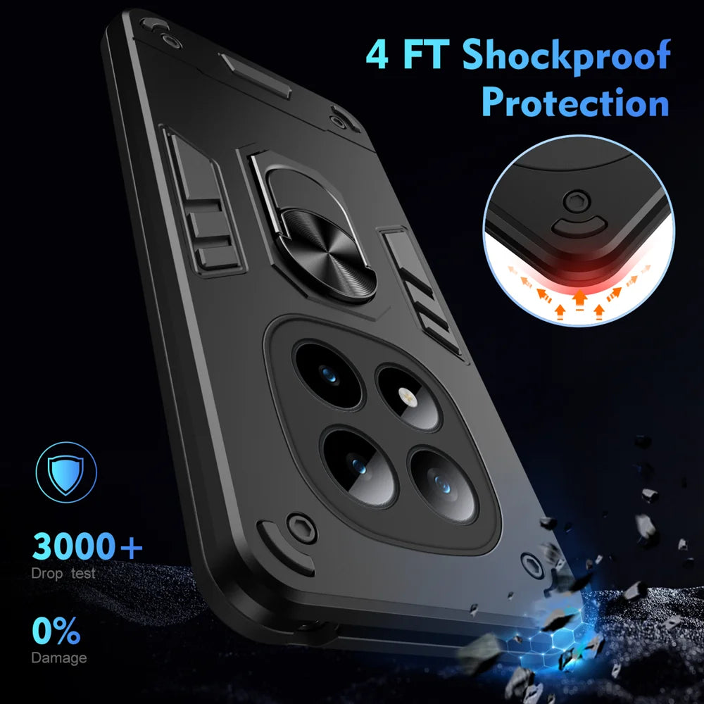WANLONFENG for Xiaomi Redmi Note 15 Pro+ 5G (Global) / Xiaomi Poco M8 Pro 5G YS Series Case Kicktand Shockproof PC TPU Phone Cover with 2Pcs Tempered Glass Film - Black - 5