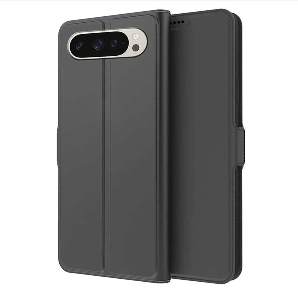 For Google Pixel 11 Pro Case Shockproof TPU Inner Shell Leather Phone Cover Card Slot - Black - 1