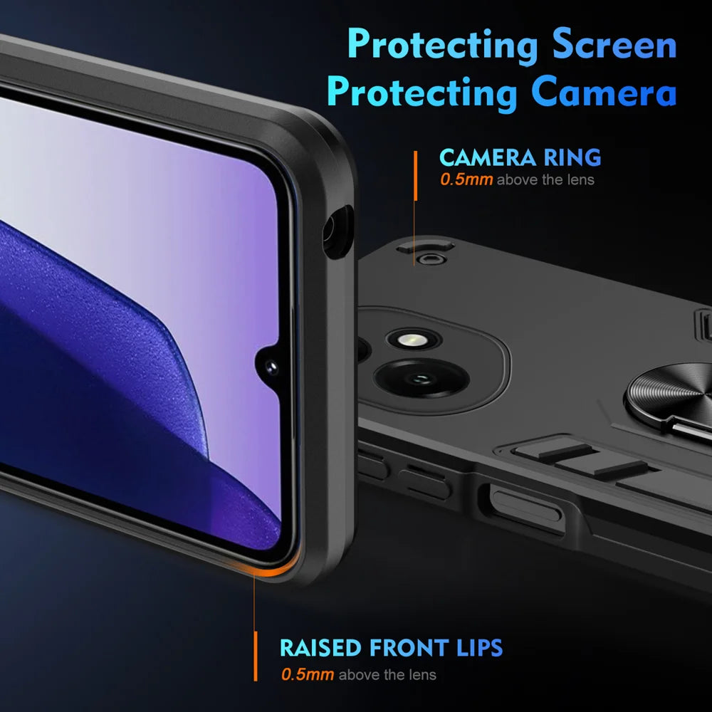 WANLONFENG for Honor 400 5G (Global) YS Series Case Kicktand Shockproof PC TPU Phone Cover with 2Pcs Tempered Glass Film - Black - 4