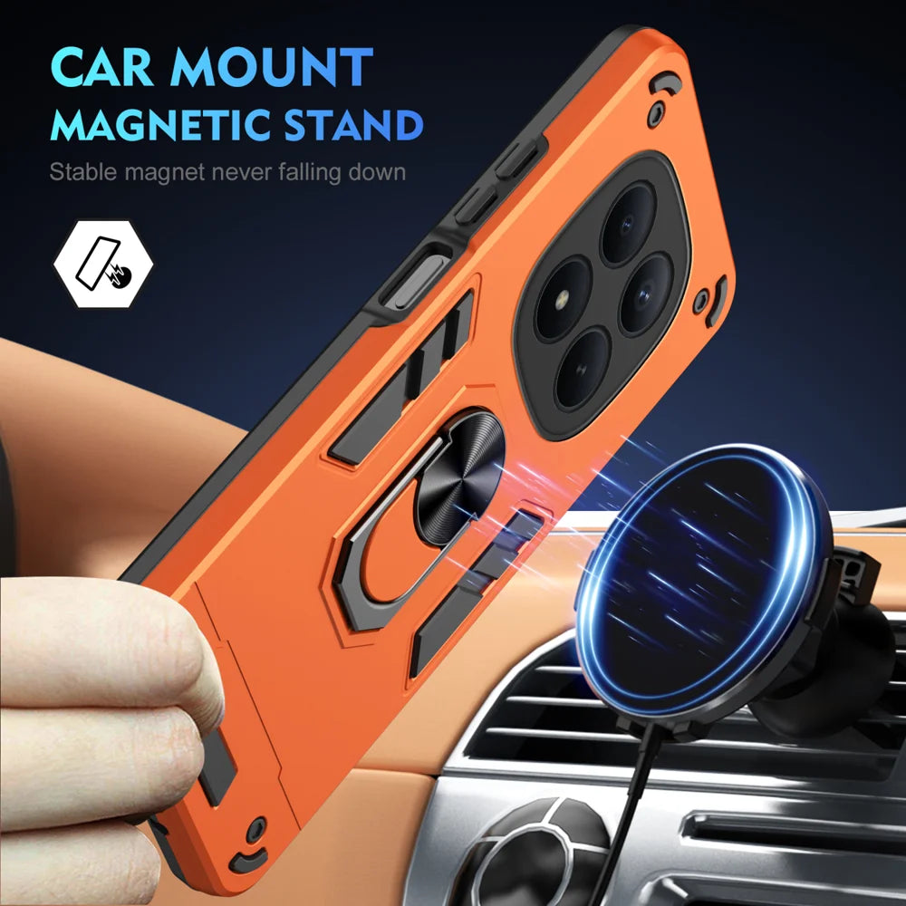 WANLONFENG for Xiaomi Redmi Note 15 Pro 4G (Global) YS Series Case Kicktand Shockproof PC TPU Phone Cover with 2Pcs Tempered Glass Film - Orange - 3