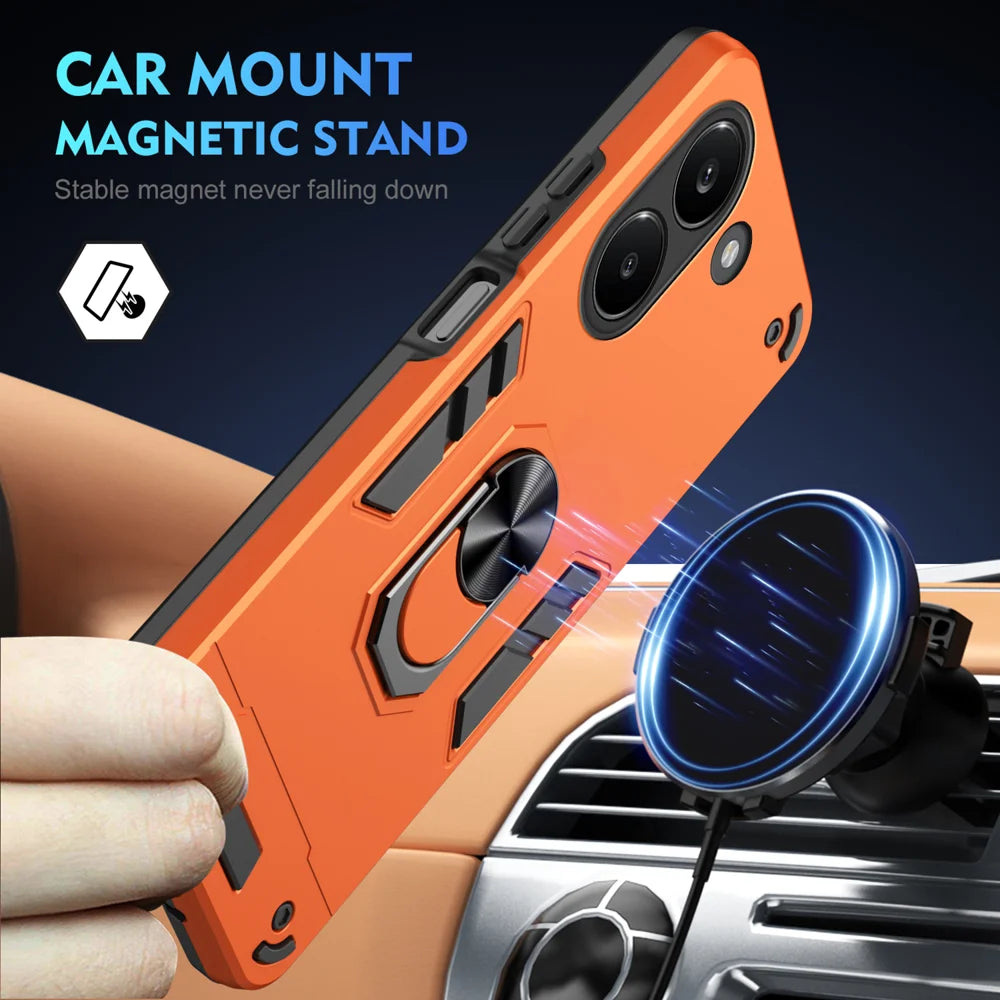 WANLONFENG for Xiaomi Redmi Turbo 5 5G / Xiaomi Poco X8 Pro 5G YS Series Case Kicktand Shockproof PC TPU Phone Cover with 2Pcs Tempered Glass Film - Orange - 3