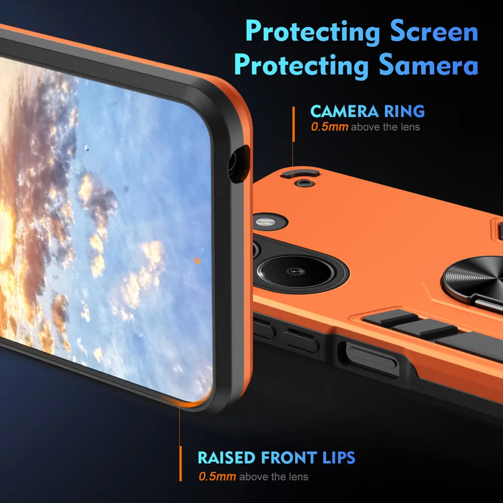WANLONFENG for Xiaomi Redmi Turbo 5 5G / Xiaomi Poco X8 Pro 5G YS Series Case Kicktand Shockproof PC TPU Phone Cover with 2Pcs Tempered Glass Film - Orange - 4