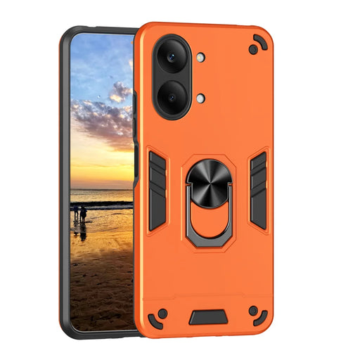 WANLONFENG for Xiaomi Redmi Turbo 5 Max 5G / Xiaomi Poco X8 Pro Max 5G YS Series Case Kicktand Shockproof PC TPU Phone Cover with 2Pcs Tempered Glass Film - Orange - 2