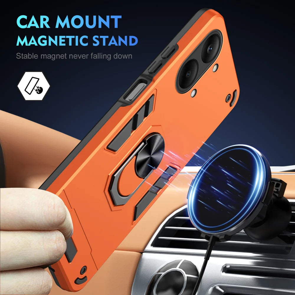 WANLONFENG for Xiaomi Redmi Turbo 5 Max 5G / Xiaomi Poco X8 Pro Max 5G YS Series Case Kicktand Shockproof PC TPU Phone Cover with 2Pcs Tempered Glass Film - Orange - 3