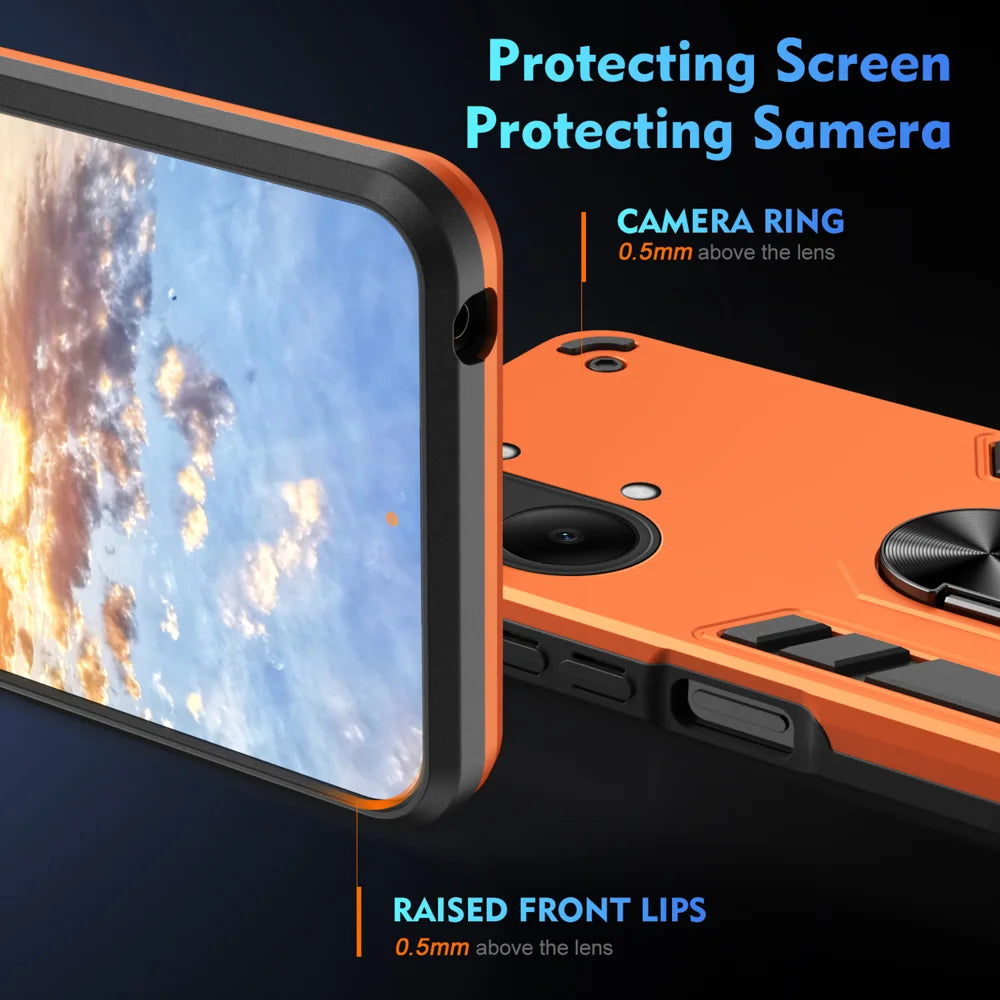 WANLONFENG for Xiaomi Redmi Turbo 5 Max 5G / Xiaomi Poco X8 Pro Max 5G YS Series Case Kicktand Shockproof PC TPU Phone Cover with 2Pcs Tempered Glass Film - Orange - 4