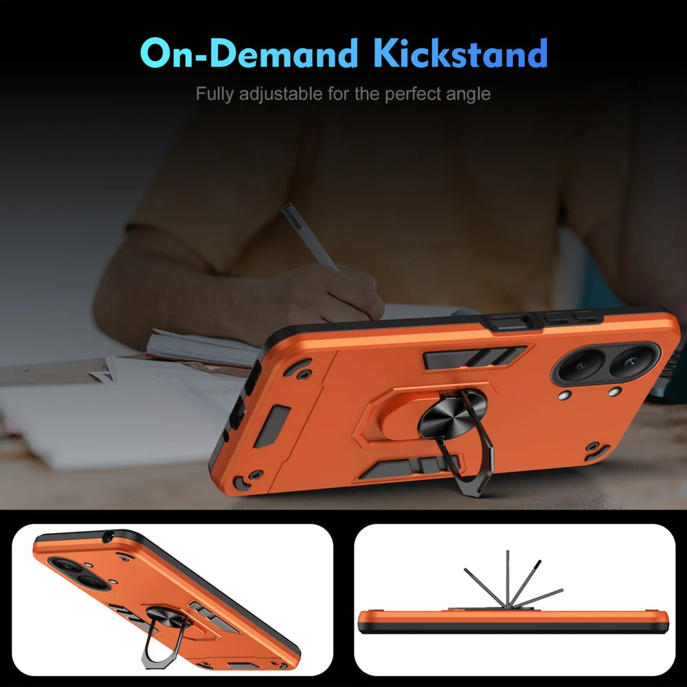 WANLONFENG for Xiaomi Redmi Turbo 5 Max 5G / Xiaomi Poco X8 Pro Max 5G YS Series Case Kicktand Shockproof PC TPU Phone Cover with 2Pcs Tempered Glass Film - Orange - 7