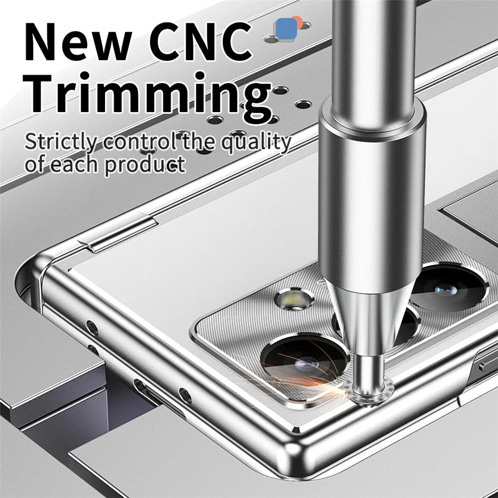 For Samsung Galaxy Z Fold8 Ultra Case Kickstand Dual Hinge Aluminum Alloy Phone Cover with Tempered Glass Front Film / Stylus - Silver - 5