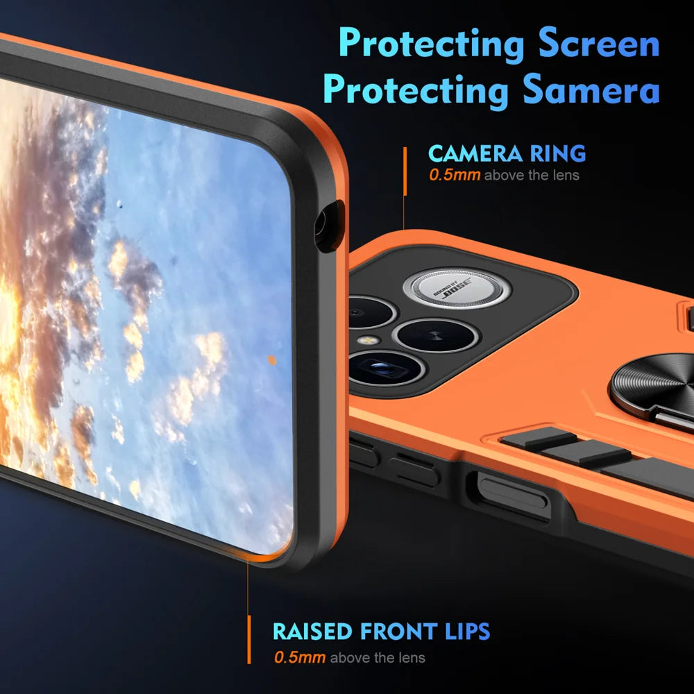 WANLONFENG for Xiaomi Poco F8 Ultra / Xiaomi Redmi K90 Pro Max 5G YS Series Case Kicktand Shockproof PC TPU Phone Cover with 2Pcs Tempered Glass Film - Orange - 4