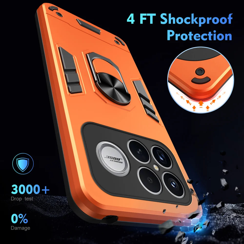 WANLONFENG for Xiaomi Poco F8 Ultra / Xiaomi Redmi K90 Pro Max 5G YS Series Case Kicktand Shockproof PC TPU Phone Cover with 2Pcs Tempered Glass Film - Orange - 5