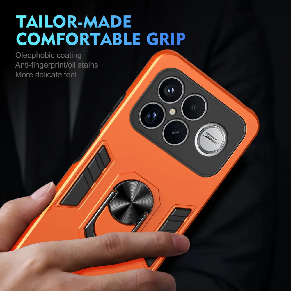WANLONFENG for Xiaomi Poco F8 Ultra / Xiaomi Redmi K90 Pro Max 5G YS Series Case Kicktand Shockproof PC TPU Phone Cover with 2Pcs Tempered Glass Film - Orange - 6