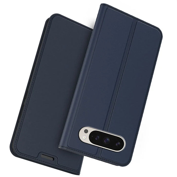 For Google Pixel 11 Pro Case PU Leather Phone Cover with Card Holder Stand - Blue - 1