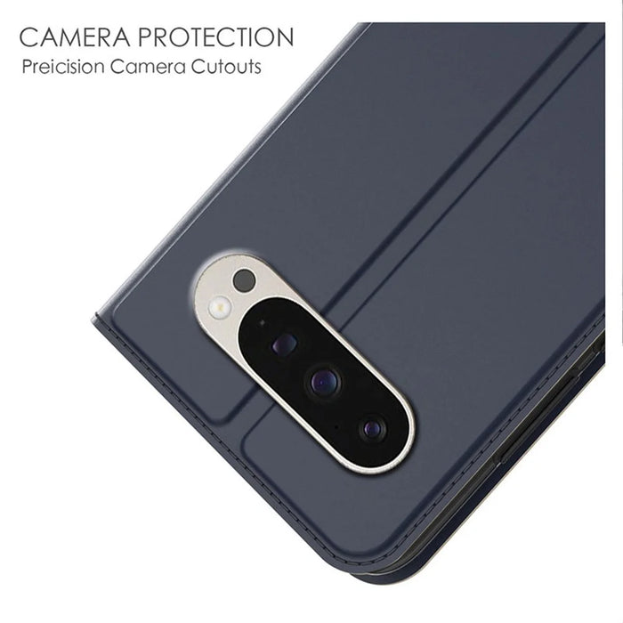 For Google Pixel 11 Pro Case PU Leather Phone Cover with Card Holder Stand - Blue - 5