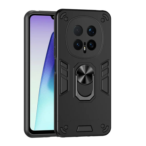 WANLONFENG for Honor Magic8 Pro 5G YS Series Case Kicktand Shockproof PC TPU Phone Cover with 2Pcs Tempered Glass Film - Black - 2