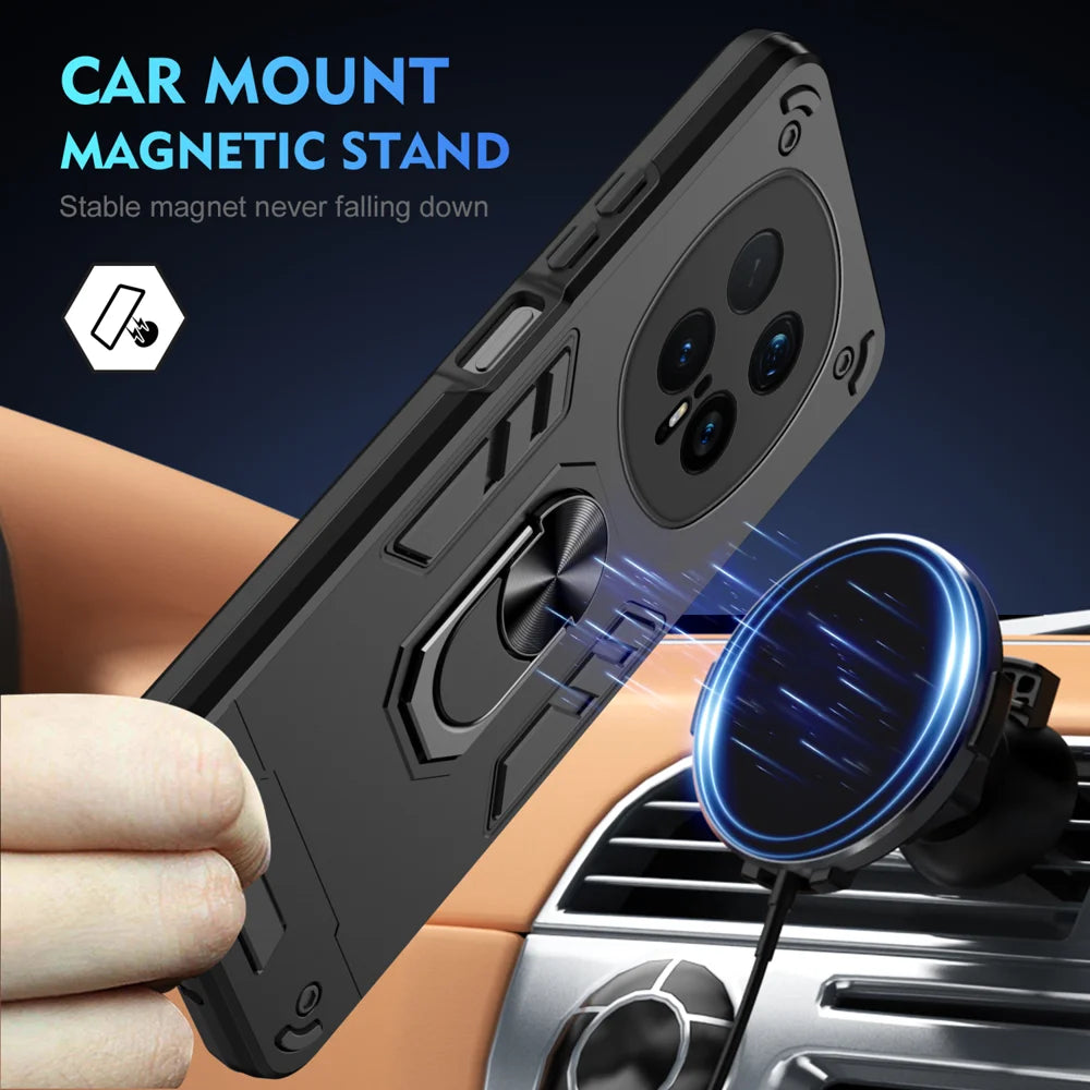 WANLONFENG for Honor Magic8 Pro 5G YS Series Case Kicktand Shockproof PC TPU Phone Cover with 2Pcs Tempered Glass Film - Black - 3
