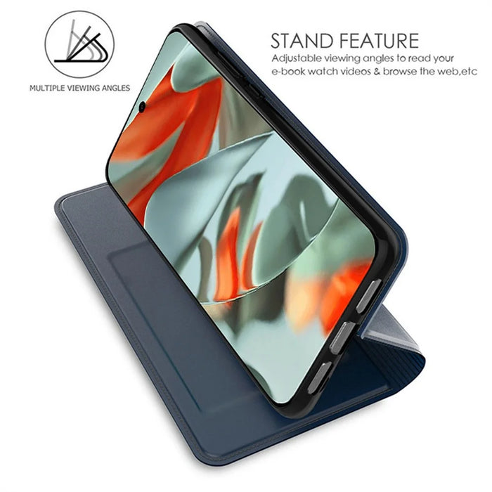 For Google Pixel 11 Pro XL Case PU Leather Phone Cover with Card Holder Stand - Blue - 2
