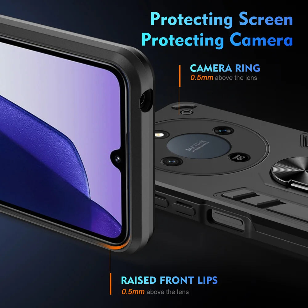 WANLONFENG for Honor X70 5G / Honor X9d 5G / Honor Magic8 Lite 5G YS Series Case Kicktand Shockproof PC TPU Phone Cover with 2Pcs Tempered Glass Film - Black - 4