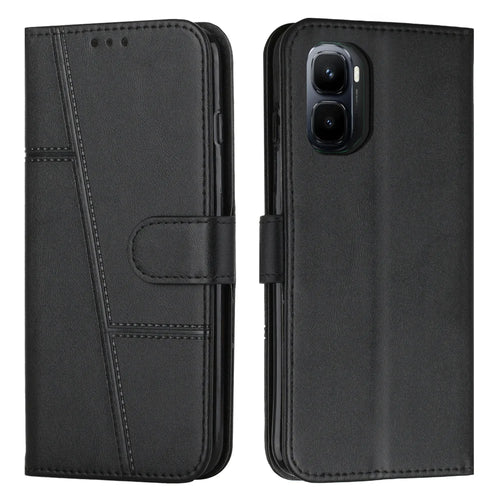For Infinix GT 50 Pro 5G Leather Phone Case  Foldable Stand Wallet Flip Cover with Strap - Black - 1