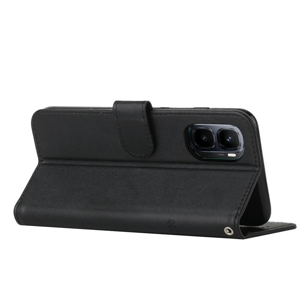 For Infinix GT 50 Pro 5G Leather Phone Case  Foldable Stand Wallet Flip Cover with Strap - Black - 2