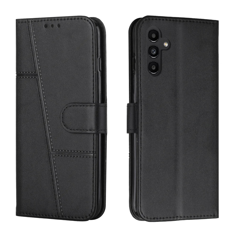 For Samsung Galaxy S26 FE Leather Phone Case  Foldable Stand Wallet Flip Cover with Strap - Black - 1