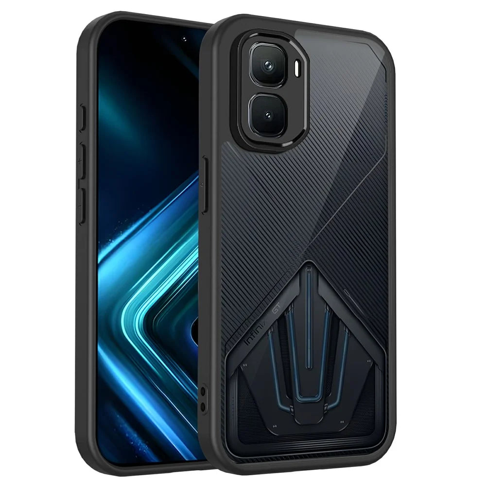 For Infinix GT 50 Pro 5G Case Skin Touch Matte PC + TPU Anti-Drop Phone Cover - Transparent Black - 1