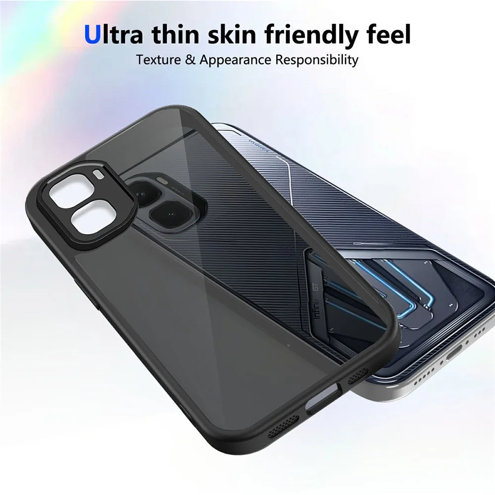 For Infinix GT 50 Pro 5G Case Skin Touch Matte PC + TPU Anti-Drop Phone Cover - Transparent Black - 3