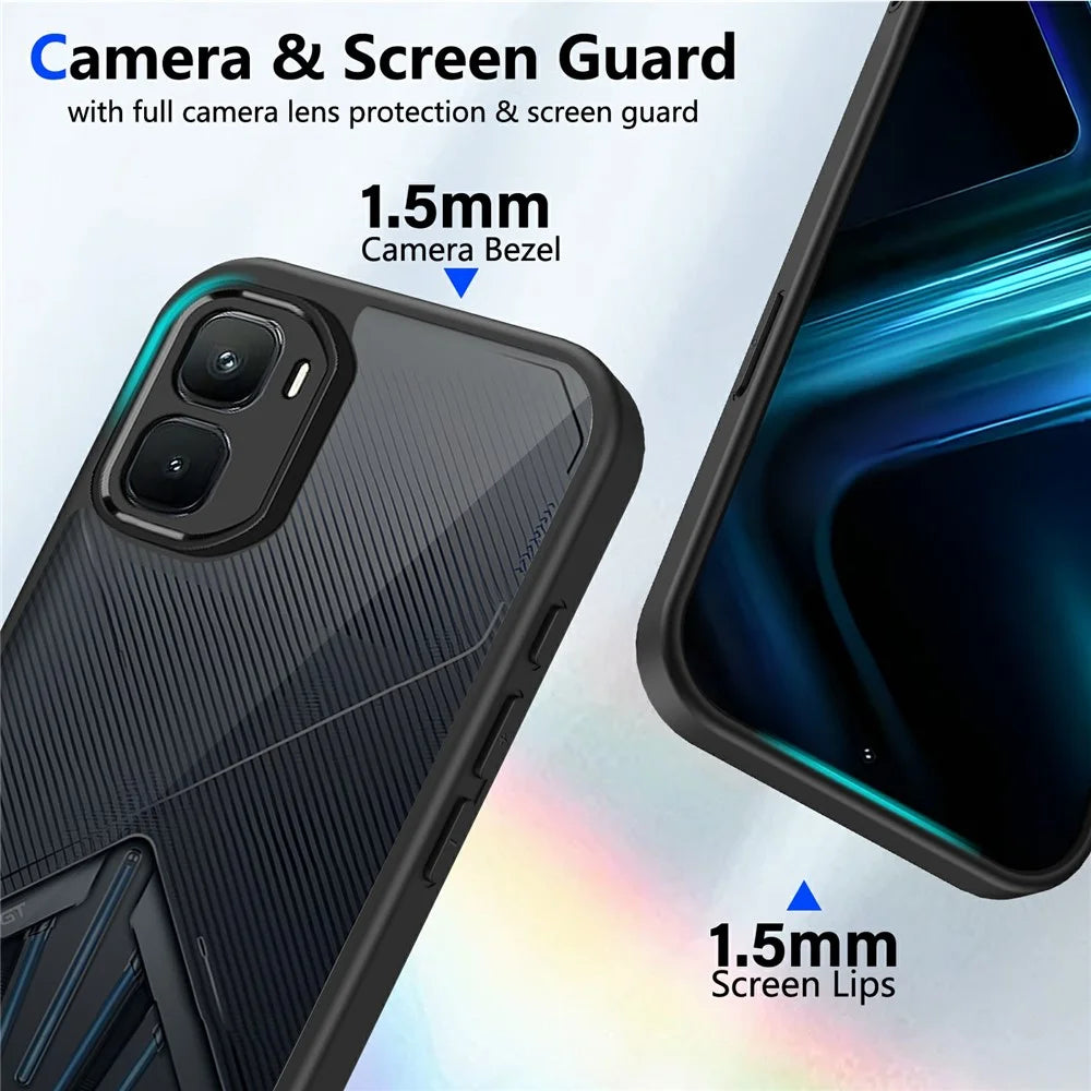 For Infinix GT 50 Pro 5G Case Skin Touch Matte PC + TPU Anti-Drop Phone Cover - Transparent Black - 4
