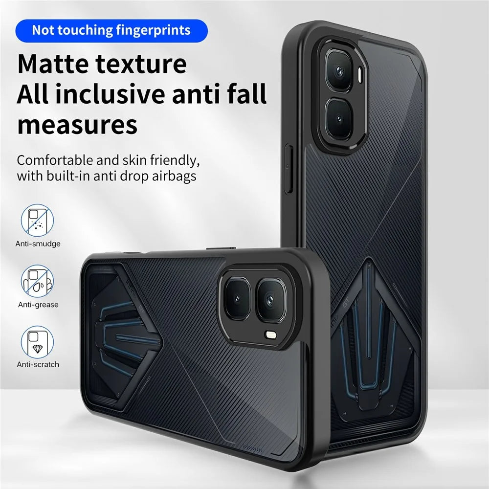 For Infinix GT 50 Pro 5G Case Skin Touch Matte PC + TPU Anti-Drop Phone Cover - Transparent Black - 6
