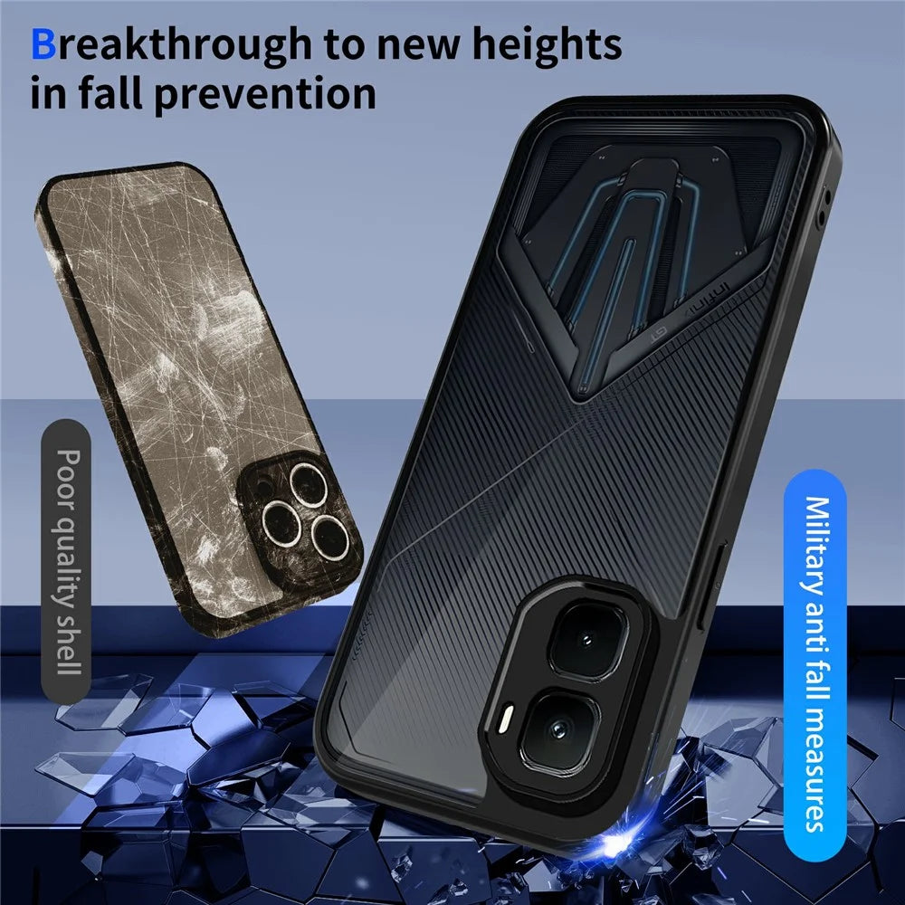 For Infinix GT 50 Pro 5G Case Skin Touch Matte PC + TPU Anti-Drop Phone Cover - Transparent Black - 7