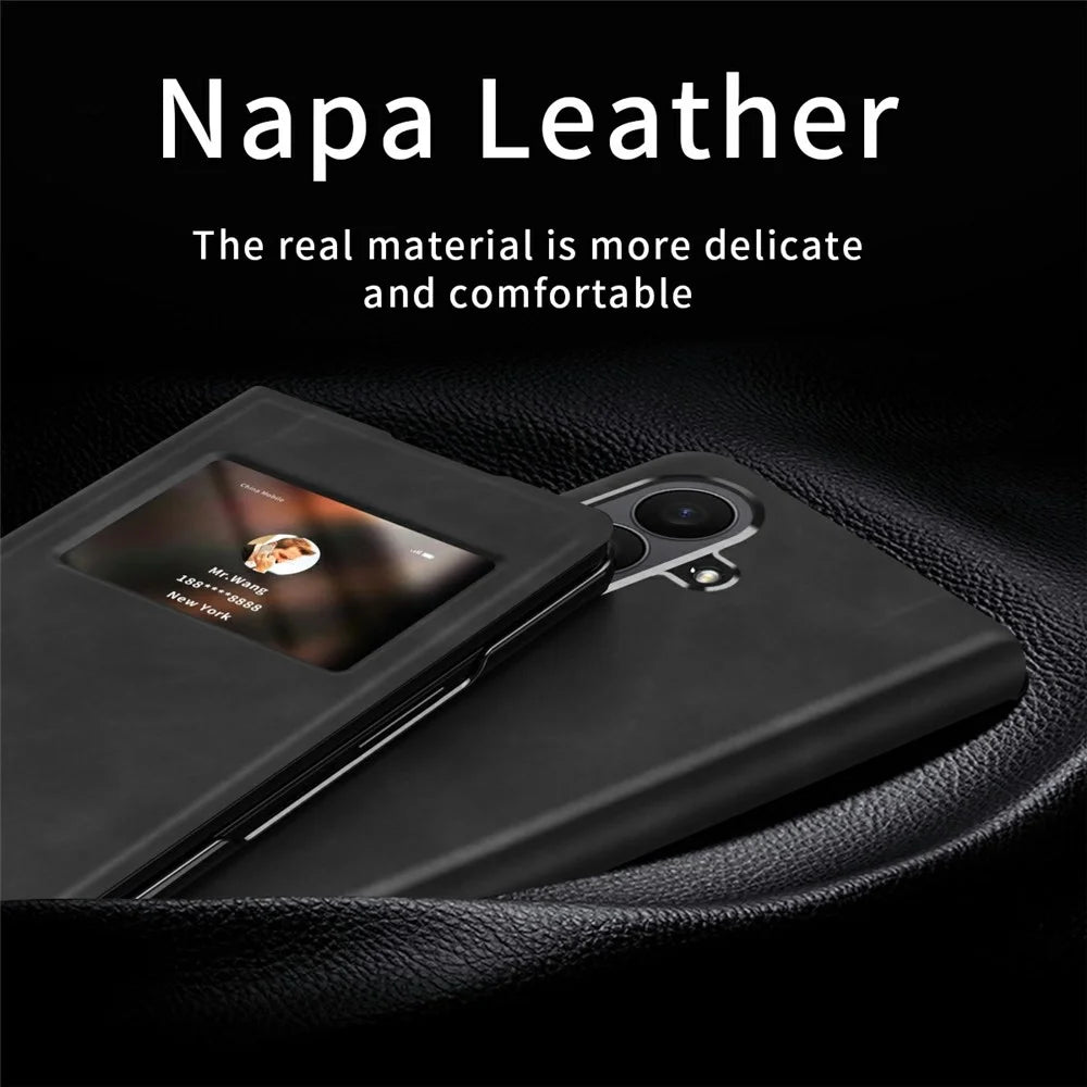 For Samsung Galaxy Z Fold8 Ultra Case View Window PU Leather Phone Cover - Black - 2
