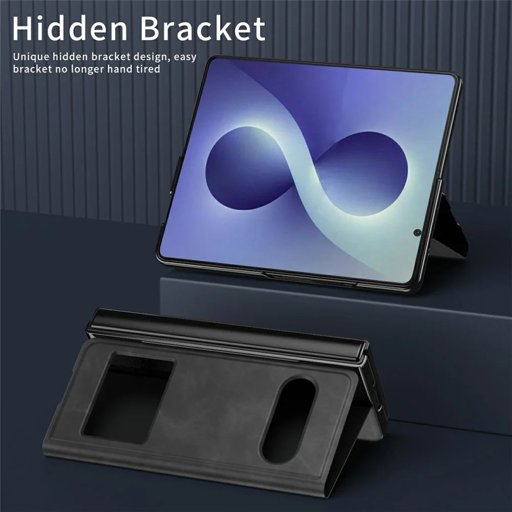 For Samsung Galaxy Z Fold8 Ultra Case View Window PU Leather Phone Cover - Black - 6