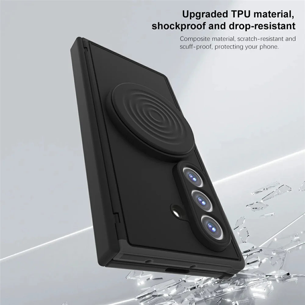 For Samsung Galaxy Z Fold8 Ultra Magnetic Case Kickstand Shockproof TPU Frame PC Phone Cover with Front Frame - Black - 5