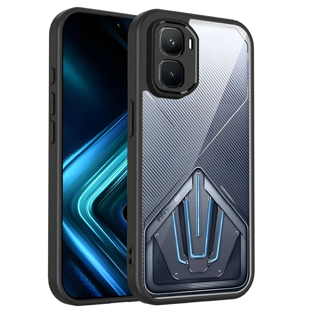 For Infinix GT 50 Pro 5G Case Matte Skin Touch Clear PC + TPU Shockproof Phone Back Cover - Black - 1