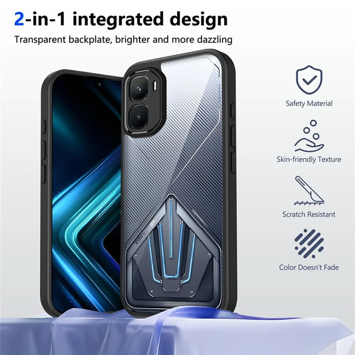 For Infinix GT 50 Pro 5G Case Matte Skin Touch Clear PC + TPU Shockproof Phone Back Cover - Black - 2