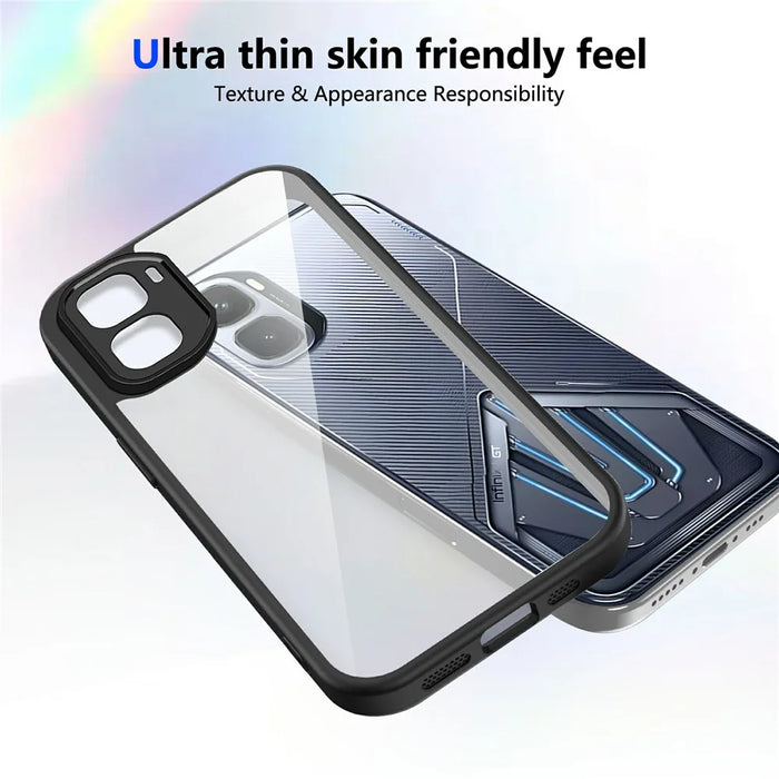 For Infinix GT 50 Pro 5G Case Matte Skin Touch Clear PC + TPU Shockproof Phone Back Cover - Black - 3