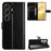 For Oukitel C26 PU Leather Case with Strap Crazy Horse Texture Phone Wallet Cover - Black - 1