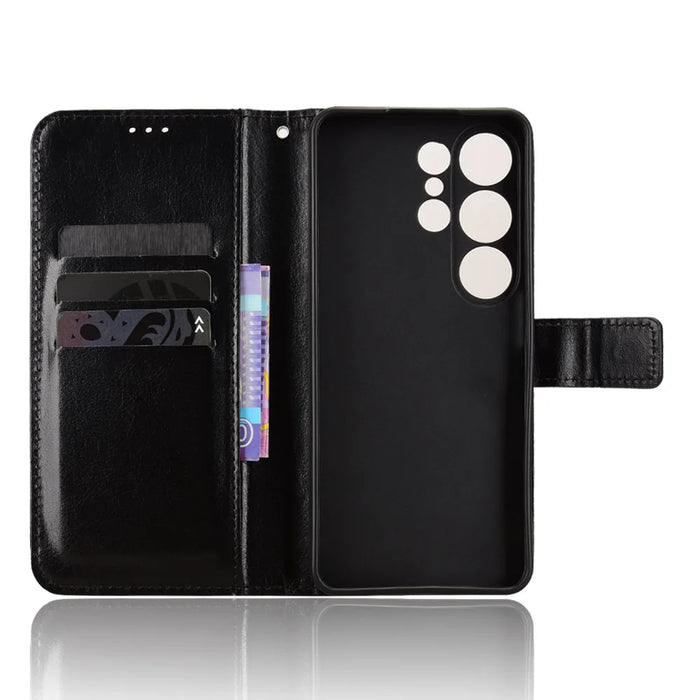 For Oukitel C26 PU Leather Case with Strap Crazy Horse Texture Phone Wallet Cover - Black - 4