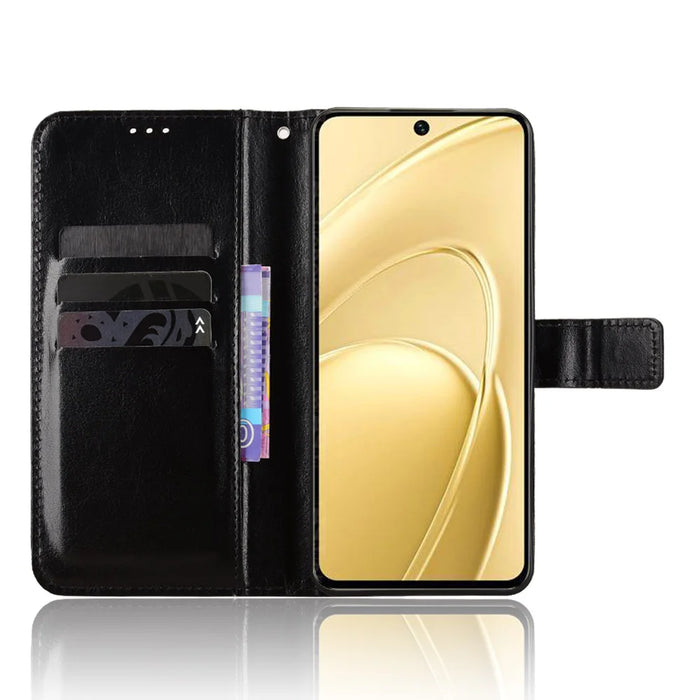 For Oukitel C26 PU Leather Case with Strap Crazy Horse Texture Phone Wallet Cover - Black - 5