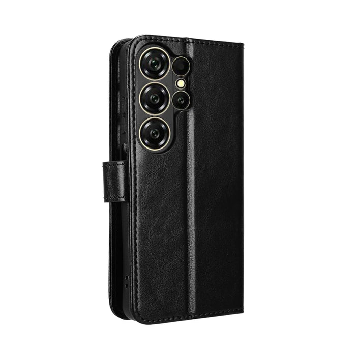 For Oukitel C26 PU Leather Case with Strap Crazy Horse Texture Phone Wallet Cover - Black - 7