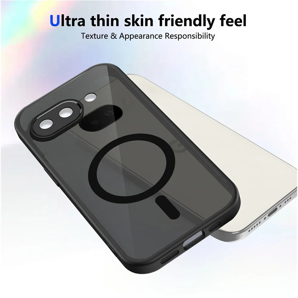 For Google Pixel 9a Magnetic Case Skin Touch Matte PC + TPU Anti-Drop Phone Cover - Translucent - 3