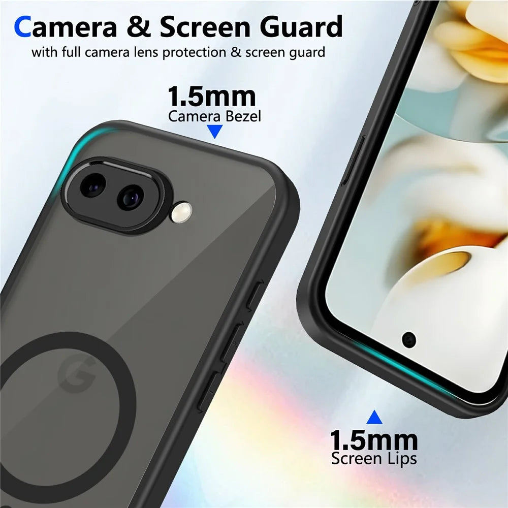 For Google Pixel 9a Magnetic Case Skin Touch Matte PC + TPU Anti-Drop Phone Cover - Translucent - 4