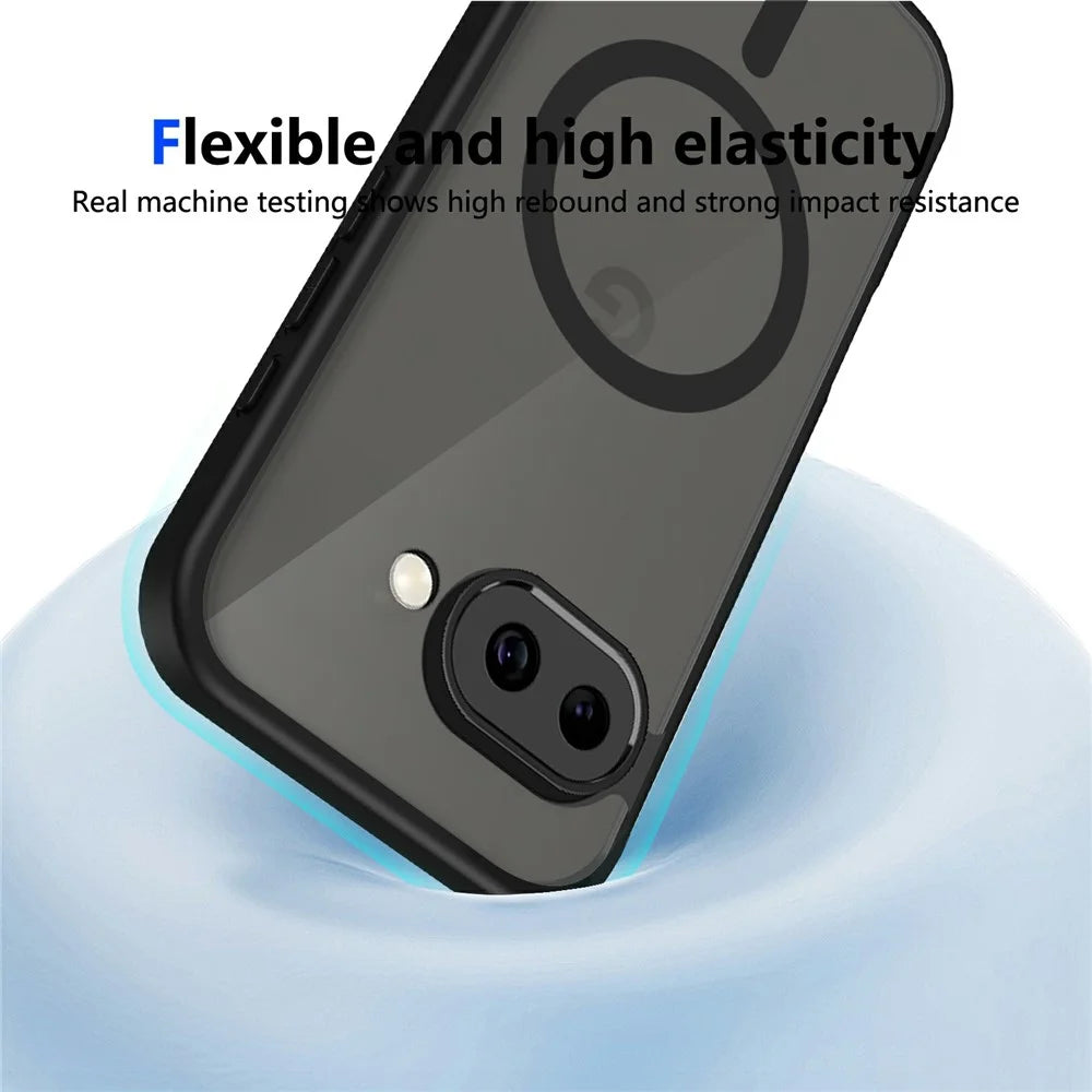 For Google Pixel 9a Magnetic Case Skin Touch Matte PC + TPU Anti-Drop Phone Cover - Translucent - 5