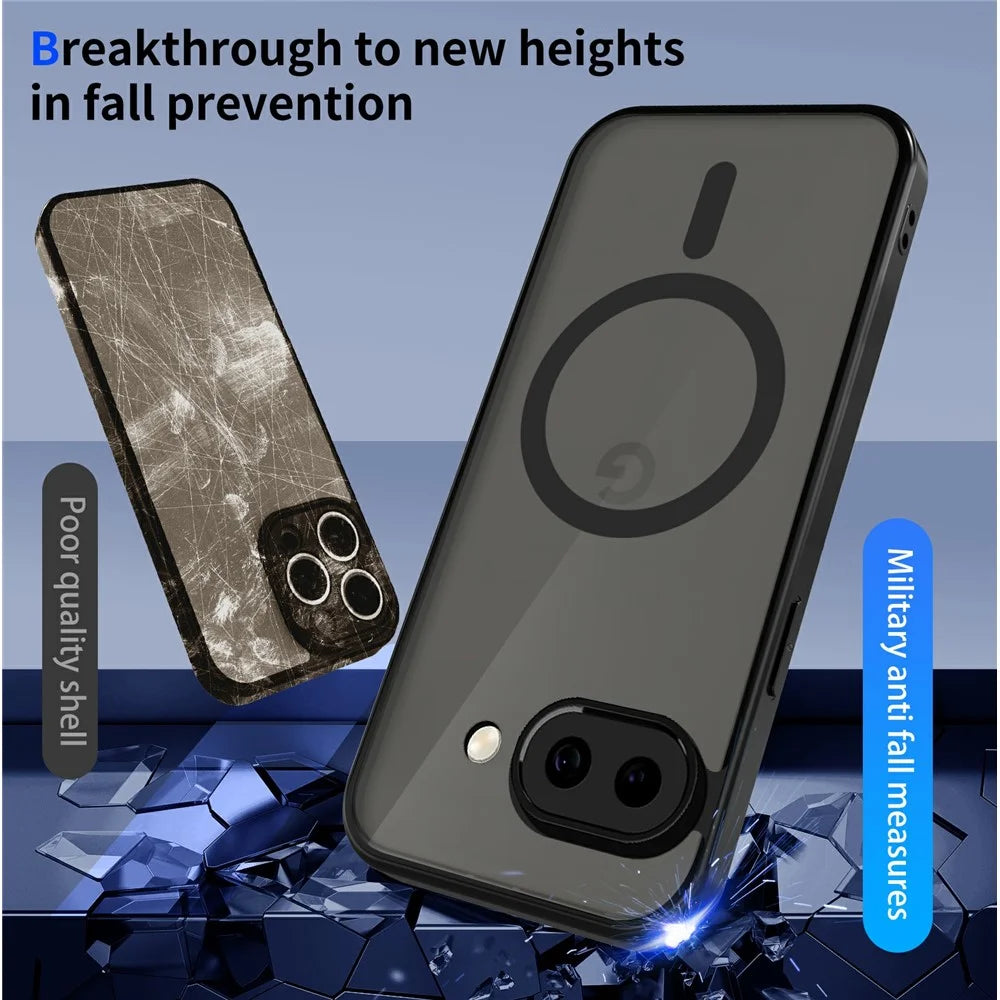 For Google Pixel 9a Magnetic Case Skin Touch Matte PC + TPU Anti-Drop Phone Cover - Translucent - 7
