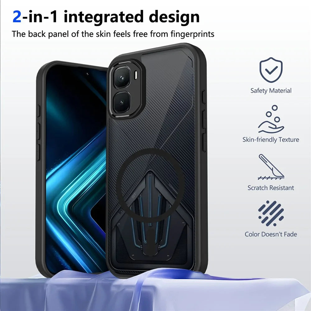 For Infinix GT 50 Pro 5G Magnetic Case Skin Touch Matte PC + TPU Anti-Drop Phone Cover - Translucent - 2