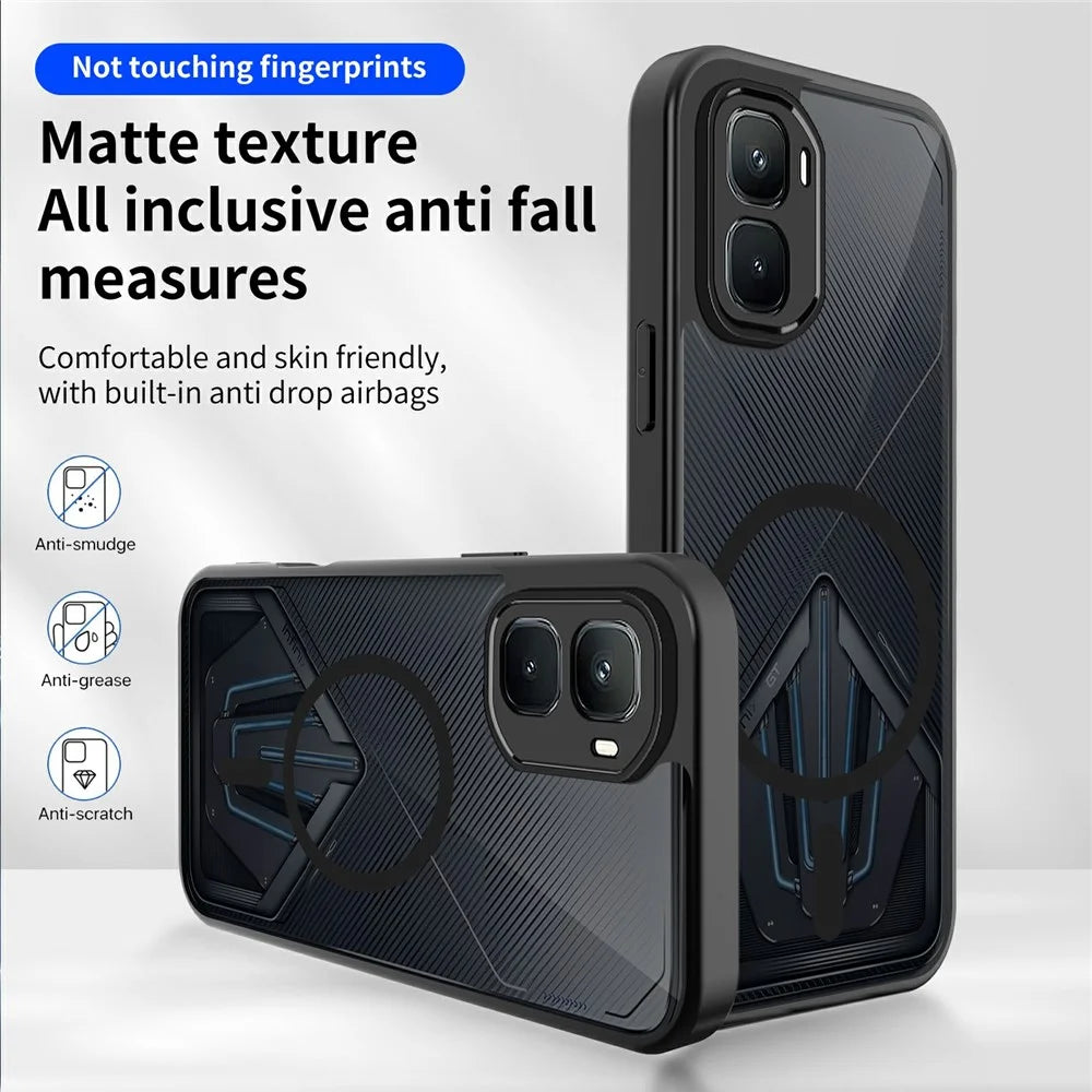 For Infinix GT 50 Pro 5G Magnetic Case Skin Touch Matte PC + TPU Anti-Drop Phone Cover - Translucent - 6