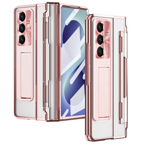 For Samsung Galaxy Z Fold8 Ultra Case Kickstand Hard PC Phone Cover with Screen Film - Rose Gold - 1