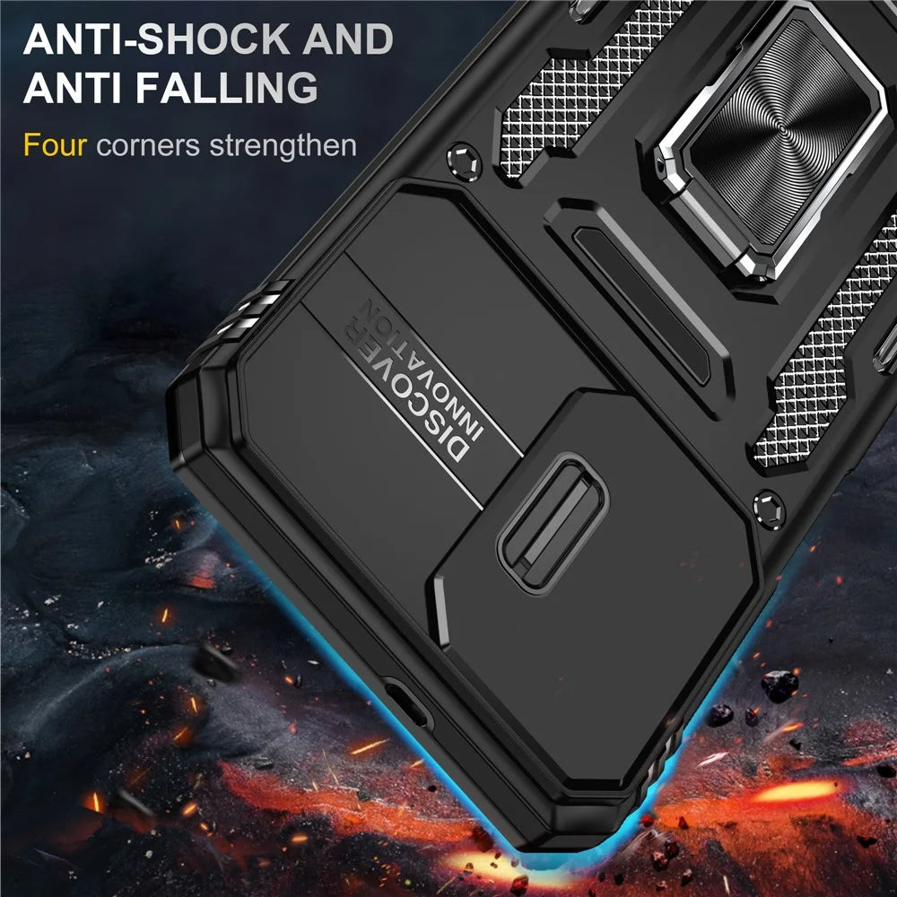 Armor Series for Samsung Galaxy M23 5G / F23 5G / M13 4G PC + TPU Anti-Scratch Phone Case Slide Camera Protection Kickstand Shockproof Cover - Black - 2