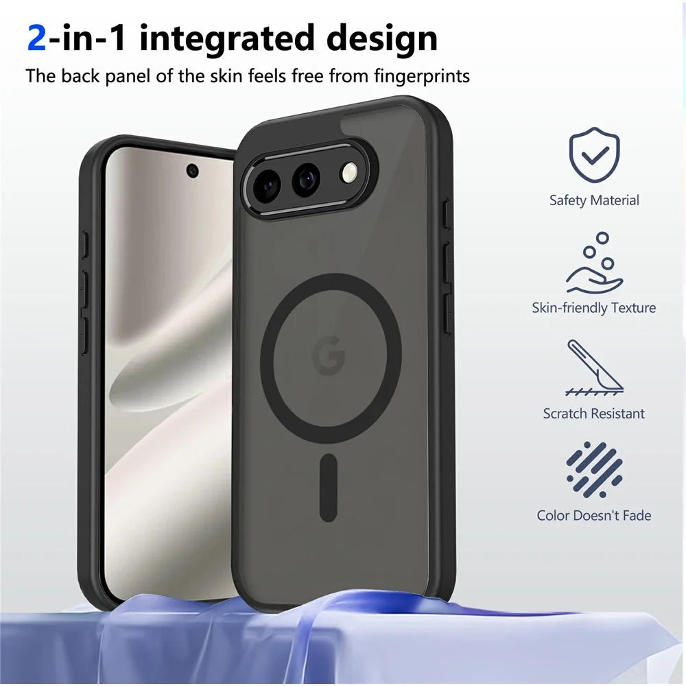 For Google Pixel 10a Magnetic Case Skin Touch Matte PC + TPU Anti-Drop Phone Cover - Translucent - 2