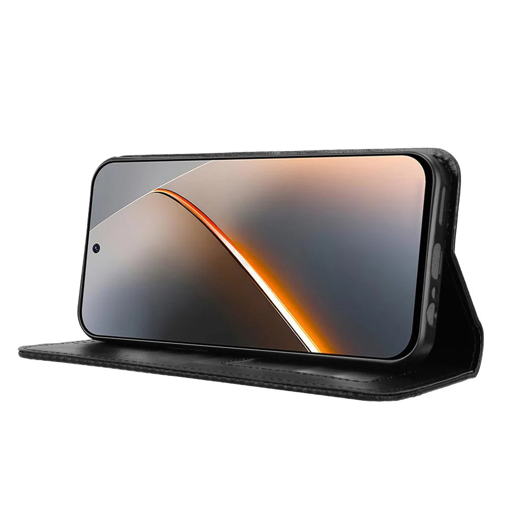 For ZTE nubia Neo 5G Leather Case Wallet Stand Retro Texture Phone Cover - Black - 6