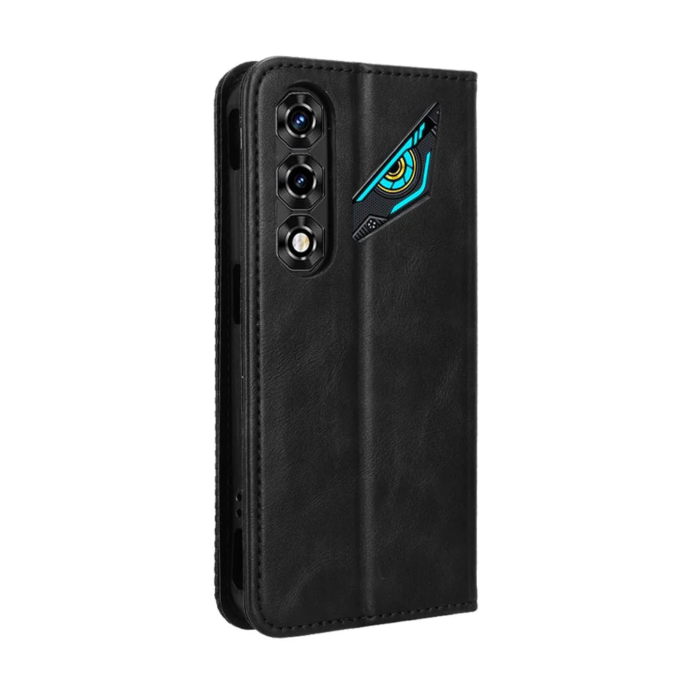 For ZTE nubia Neo 5G Leather Case Wallet Stand Retro Texture Phone Cover - Black - 7